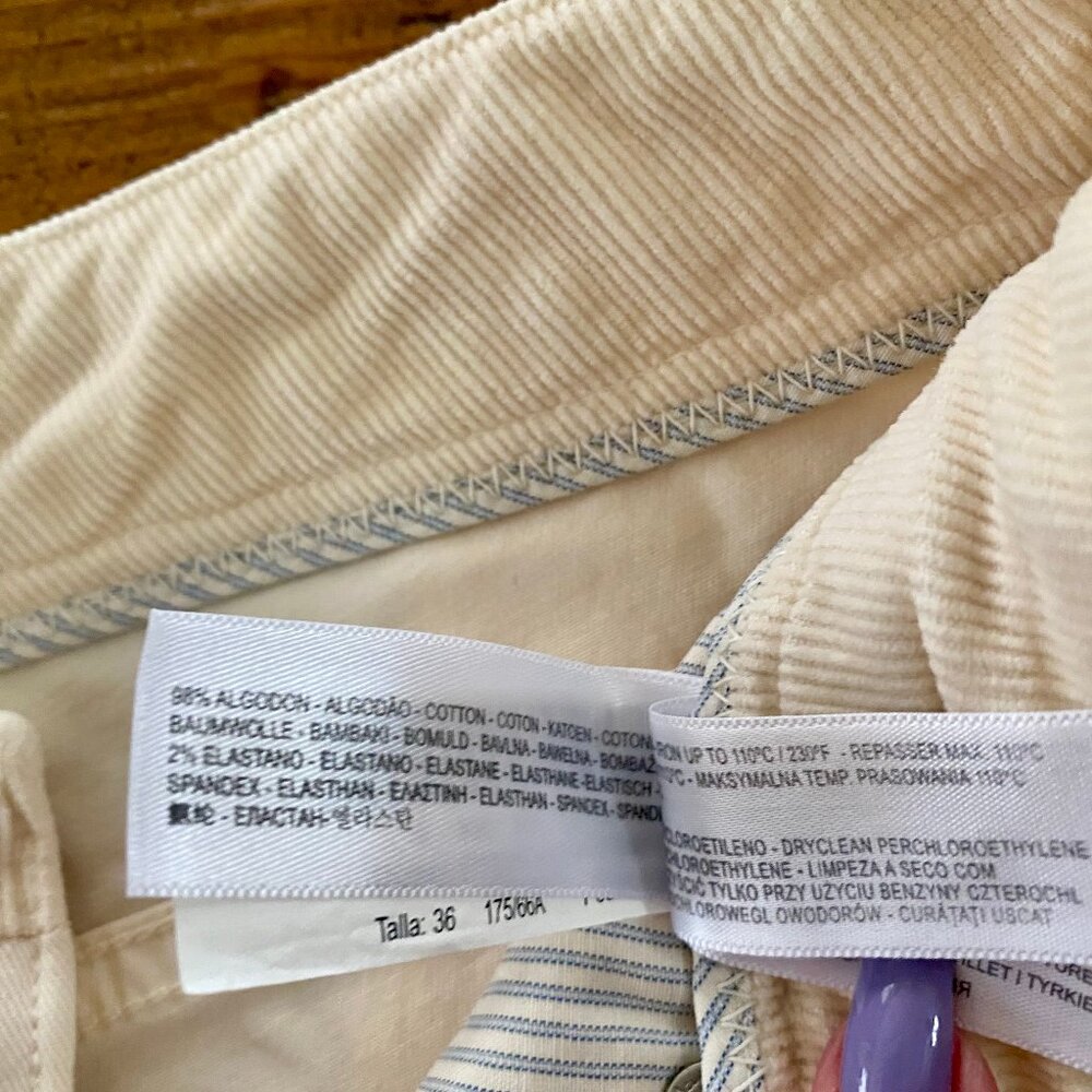 Massimo Dutti Cream Ribbed Trousers Size 36 - Picture 6 of 8